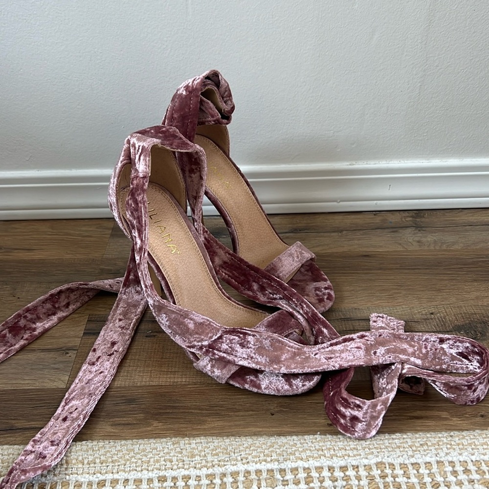 Velvet Lace Up Heel